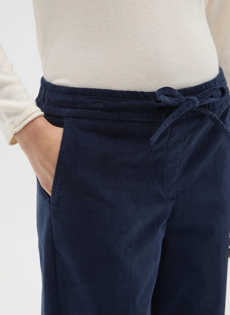 Ovs  OVS Blue Stretch Cotton Trousers Regular Fit for Women | Best Price UAE